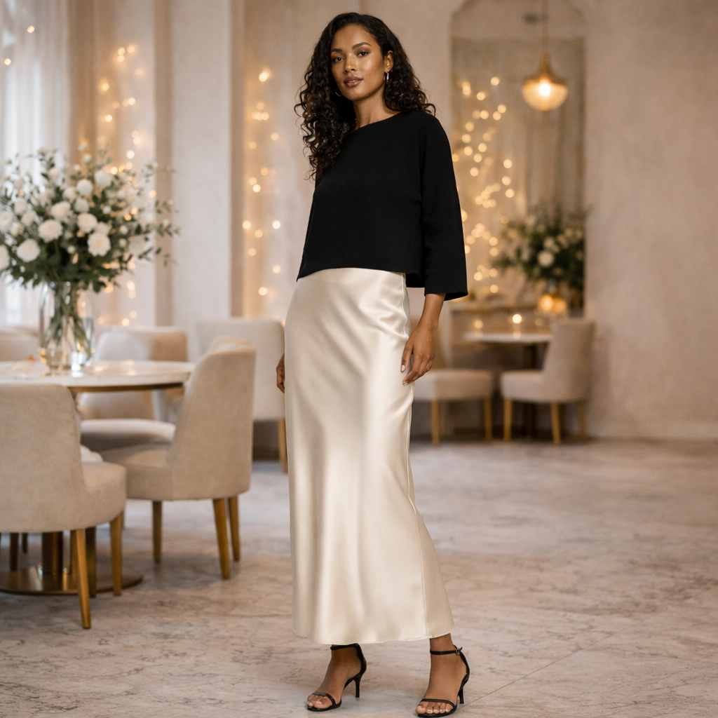 XELIA™ | Falda larga satén