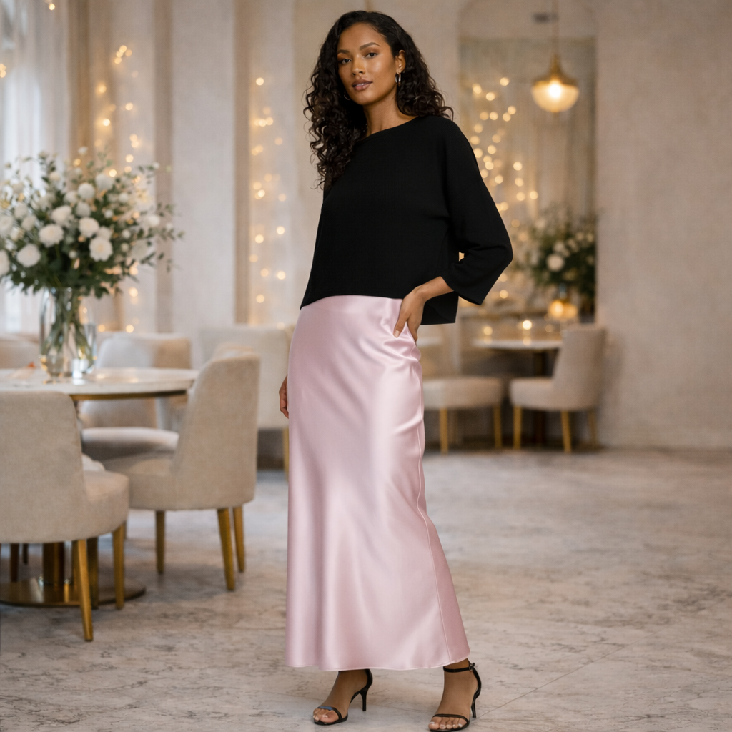 XELIA™ | Falda larga satén