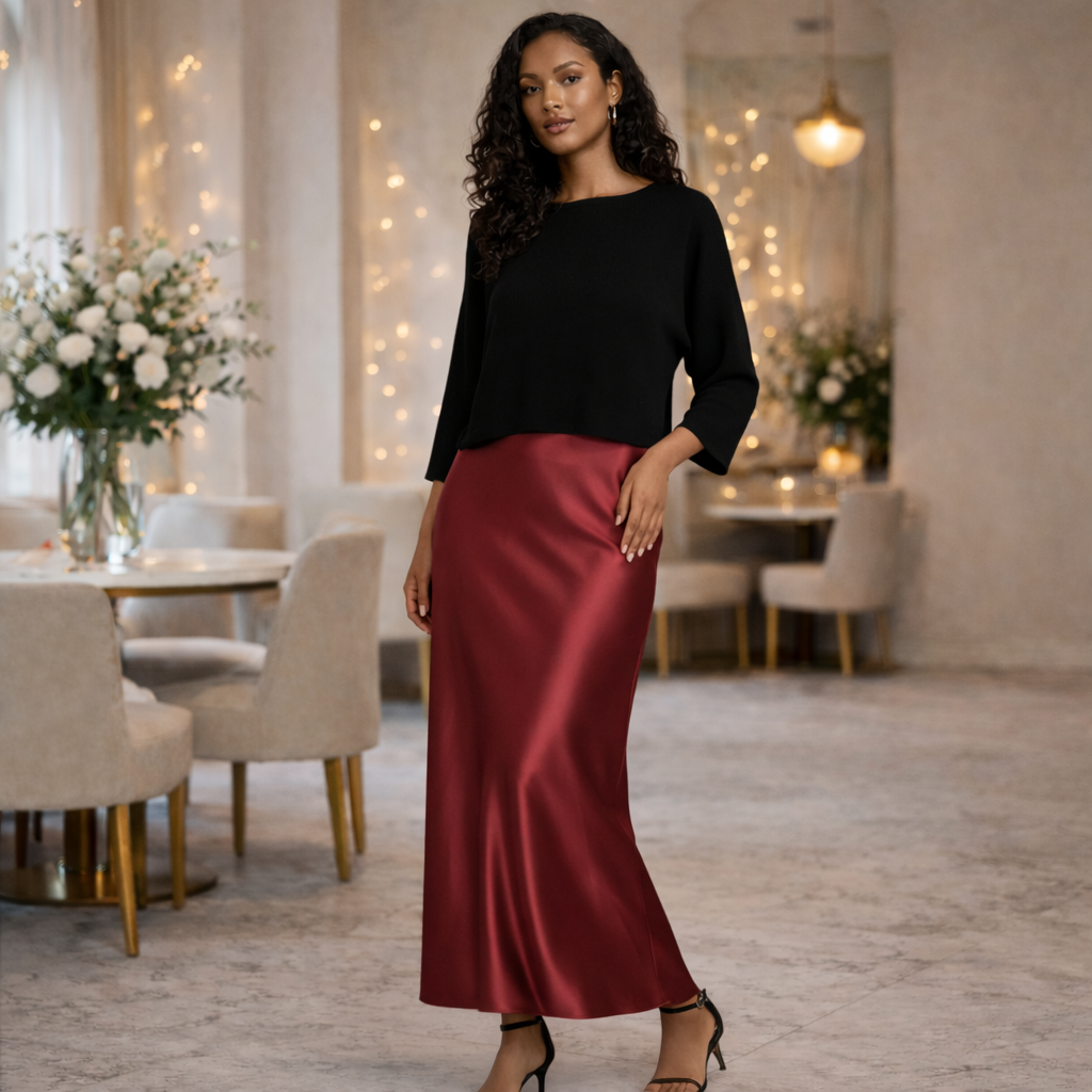 XELIA™ | Falda larga satén