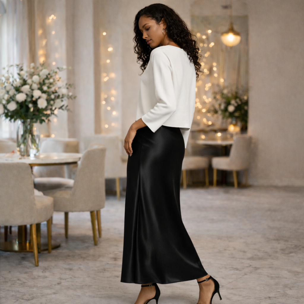 XELIA™ | Falda larga satén