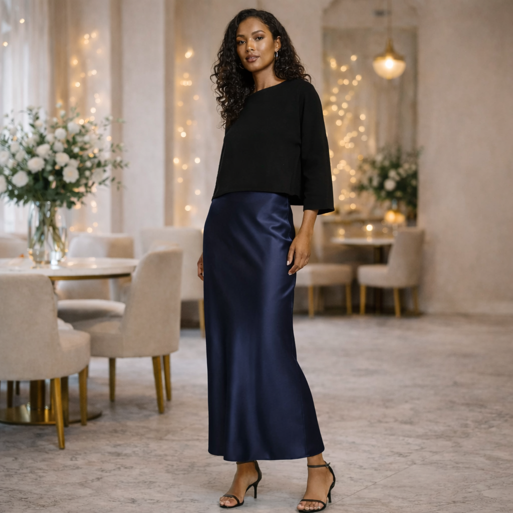 XELIA™ | Falda larga satén